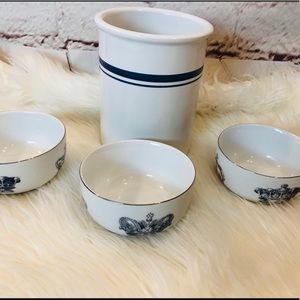 3 MITCHELL BLACK PORCELAIN NUT/SNACK BOWLS